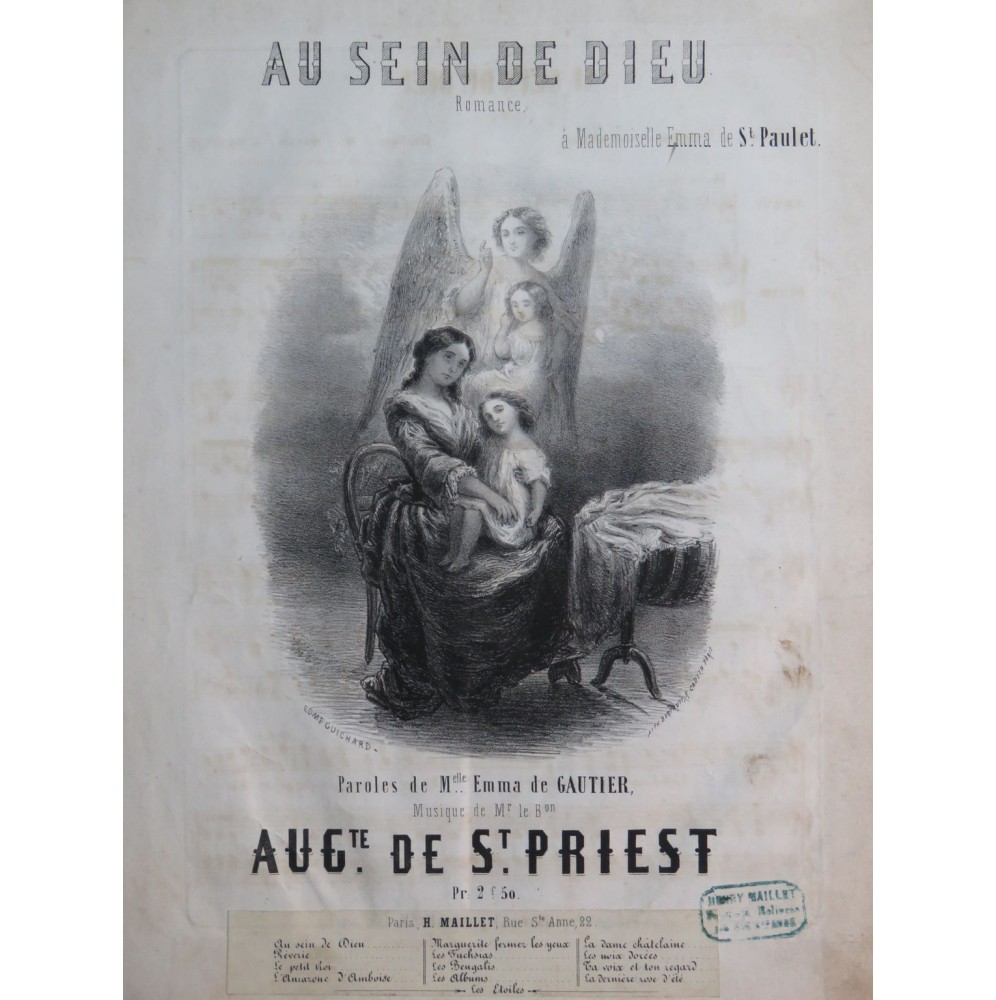 DE SAINT PRIEST Auguste Au Sein de Dieu Chant Piano ca1850
