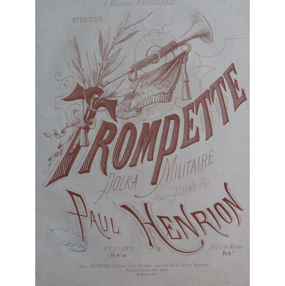 HENRION Paul Trompette Polka Militaire Piano ca1850