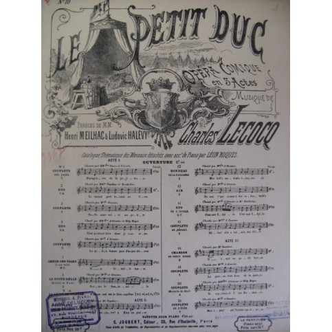 LECOCQ Charles Petit Duc No 10 Chant Piano XIXe