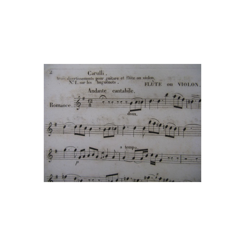 CARULLI Trois Divertissements Flute ou Violon ca1837