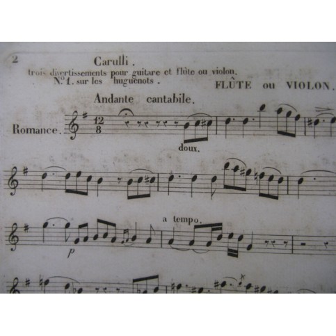 CARULLI Trois Divertissements Flute ou Violon ca1837