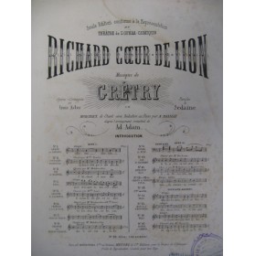 GRÉTRY Richard Coeur de Lion No 6 Chanson Chant Piano 1865