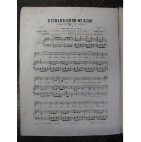 GRÉTRY Richard Coeur de Lion No 6 Chanson Chant Piano 1865