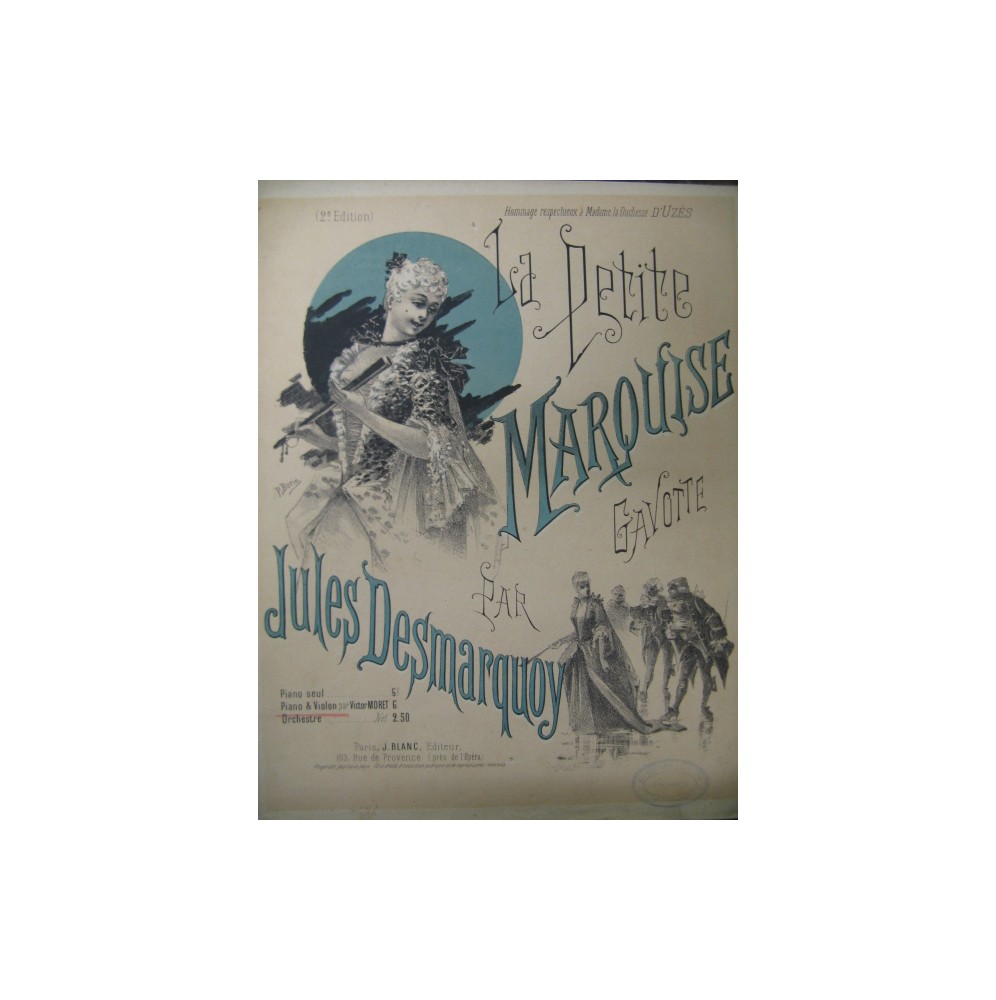 DESMARQUOY Jules La Petite Marquise Violon Piano XIXe