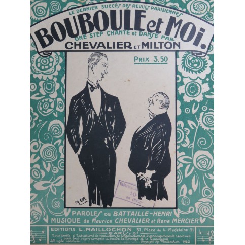 MERCIER René CHEVALIER Maurice Bouboule et Moi Chant Piano 1921