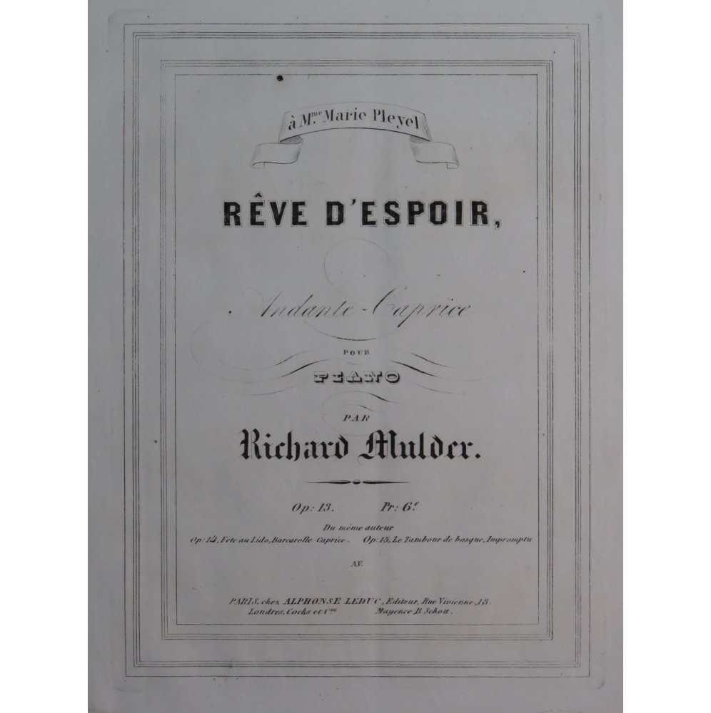 MULDER Richard Rêve d'Espoir Piano ca1852
