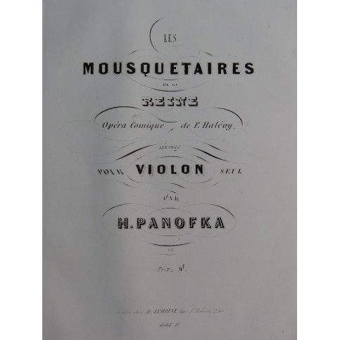 HALÉVY F. Les Mousquetaires de la Reine Violon seul ca1860
