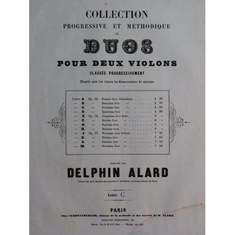 ALARD Delphin Duo No 3 pour deux Violons ca1850