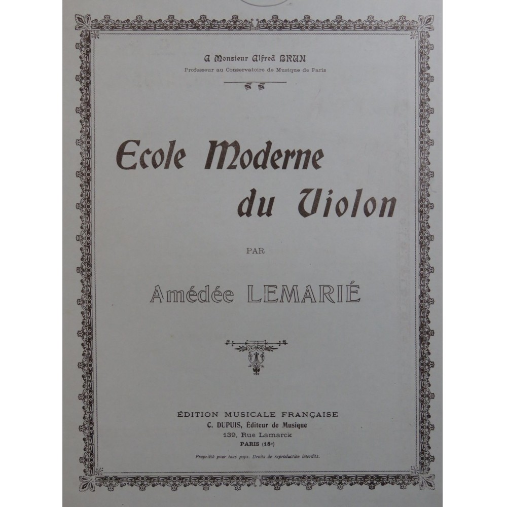 LEMARIÉ Amédée Ecole Moderne Livre No 4 Violon ca1915