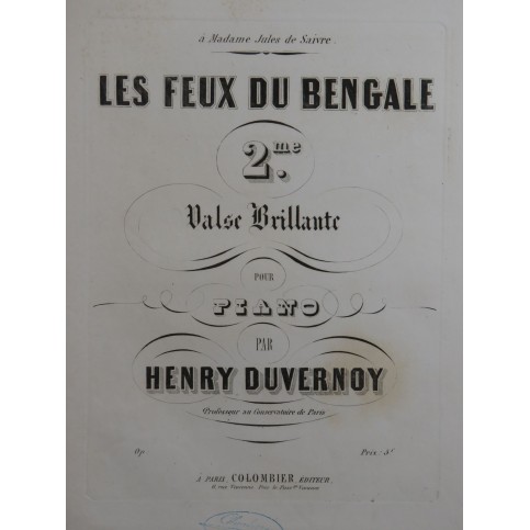 DUVERNOY Henry Les Feux de Bengale Piano XIXe siècle