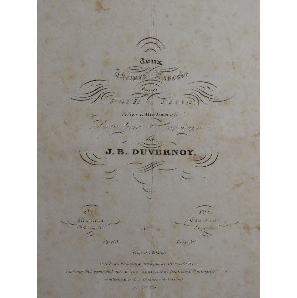 DUVERNOY J. B. Mazurka Nationale Piano  ca1837