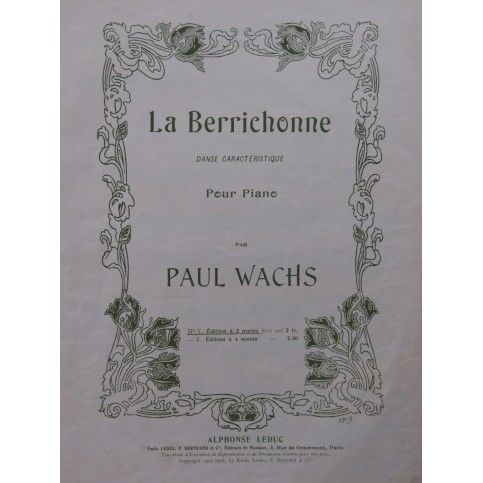 WACHS Paul La Berrichonne Piano 1908