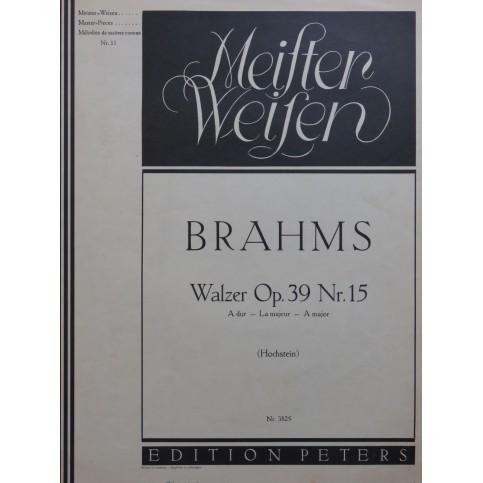 BRAHMS Johannes Valse Op 39 No 15 Violon Piano