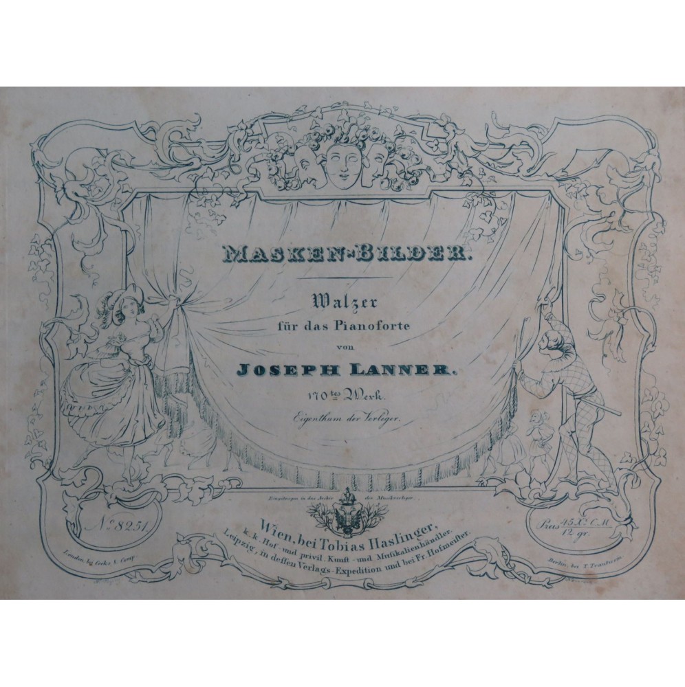 LANNER Joseph Masken-Bilder op 170 Piano ca1840