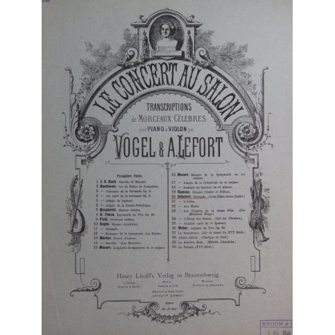 SCHUBERT Franz Sérénade Piano Violon ca1875