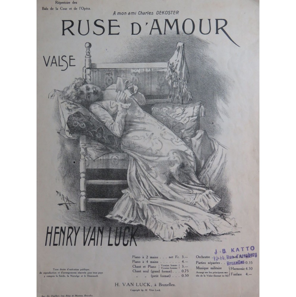 VAN LUCK Henry Ruse d'Amour Piano 1916