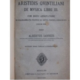 Aristidis Quintiliani de Musica Libri III Albertus Iahnius 1882