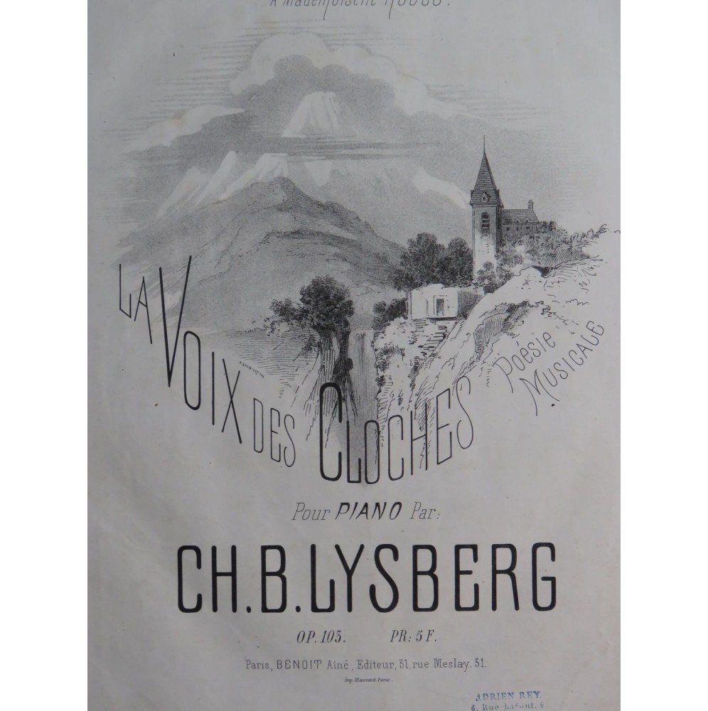 LYSBERG Ch. B. La Voix des Cloches Piano ca1865