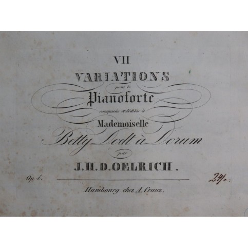 OELRICH J. H. 7 Variations op 4 Piano ca1830