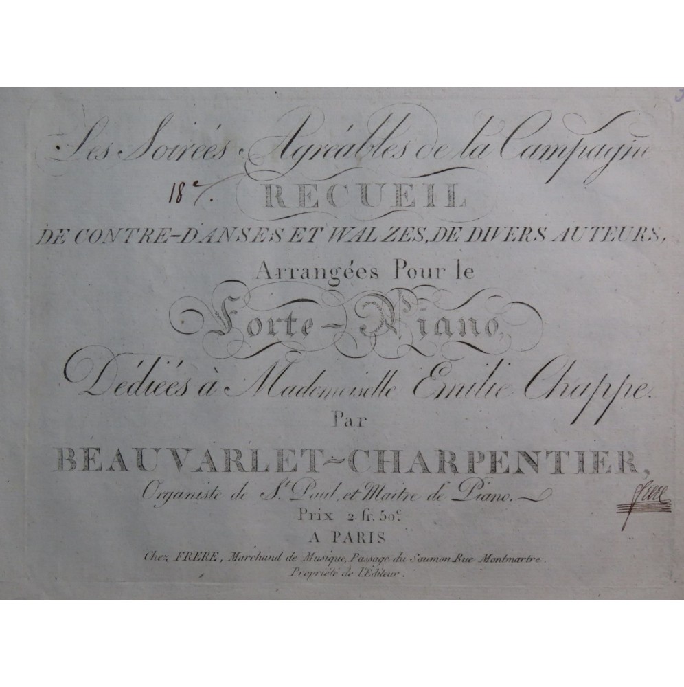 BEAUVARLET-CHARPENTIER Les Soirées Agréables Danse Piano ca1820