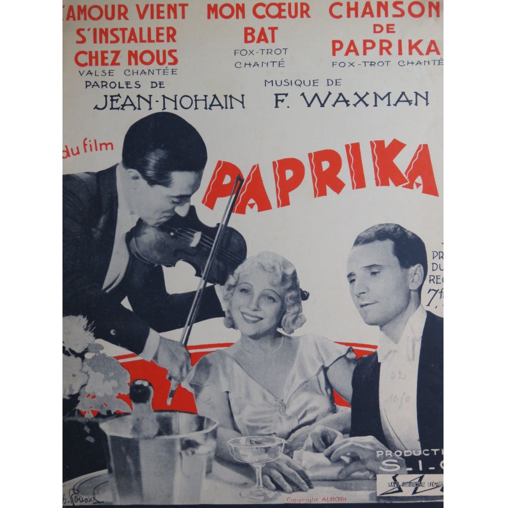 WAXMAN F. Paprika Recueil 3 Pièces Chant Piano 1932