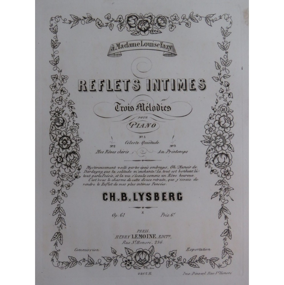 LYSBERG Ch. B. Reflets Intimes Piano ca1858