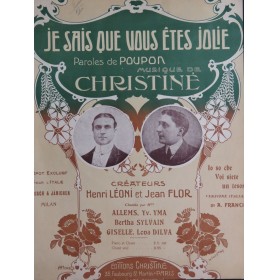 CHRISTINÉ Henri Je sais que vous êtes jolie Chant Piano 1913