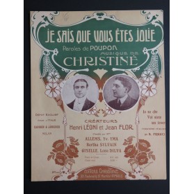 CHRISTINÉ Henri Je sais que vous êtes jolie Chant Piano 1913