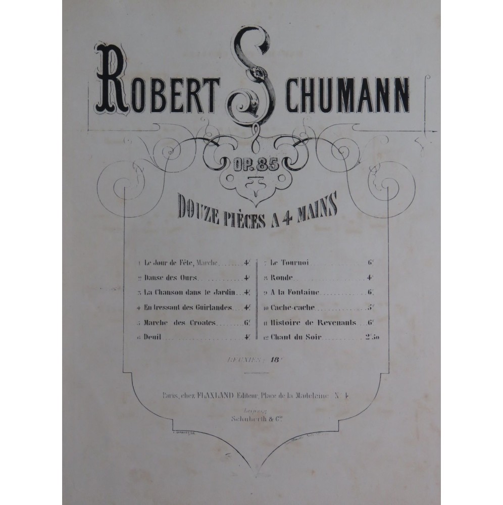 SCHUMANN Robert Marche des Croates op 85 Piano 4 mains ca1860