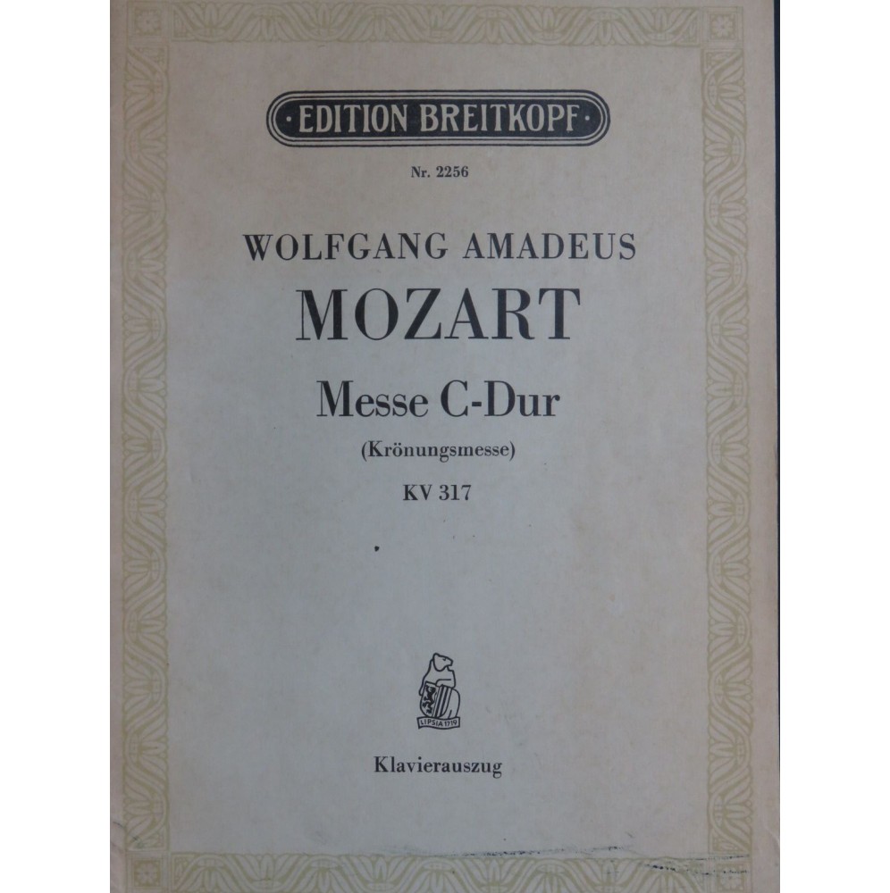 MOZART W. A. Messe KV 317 C Dur Chant Piano