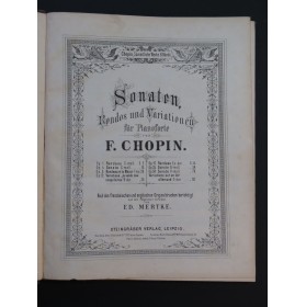 CHOPIN Frédéric Sonaten Rondos und Variationen Concerte Piano ca1890