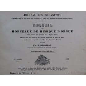 Journal de Organistes Recueil Morceaux de Musique d'Orgue 1886-1888