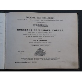 Journal de Organistes Recueil Morceaux de Musique d'Orgue 1886-1888