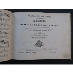 Journal de Organistes Recueil Morceaux de Musique d'Orgue 1886-1888