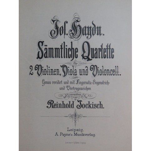 HAYDN Joseph Quatuor op 71 No 3 Es dur Violon Alto Violoncelle XIXe