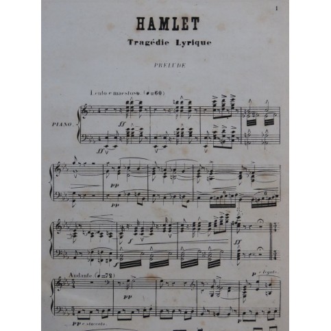 THOMAS Ambroise Hamlet Opéra Chant Piano 1868