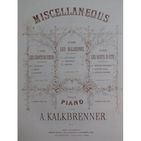 KALKBRENNER Arthur Les Nuits d'été Piano ca1857