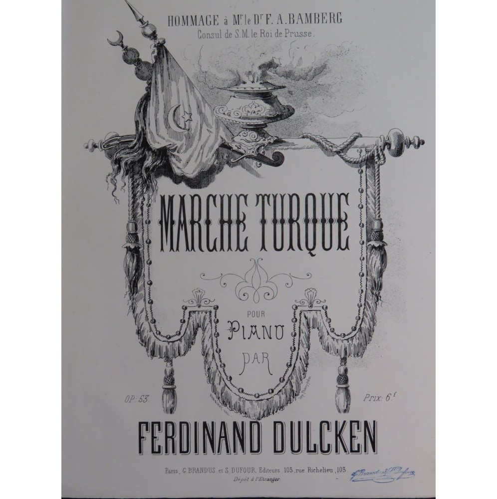 DULCKEN Ferdinand Marche Turque Piano ca1868