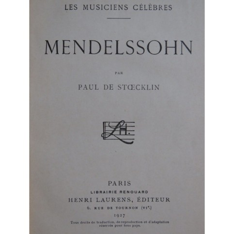 DE STOECKLIN Paul Mendelssohn 1927