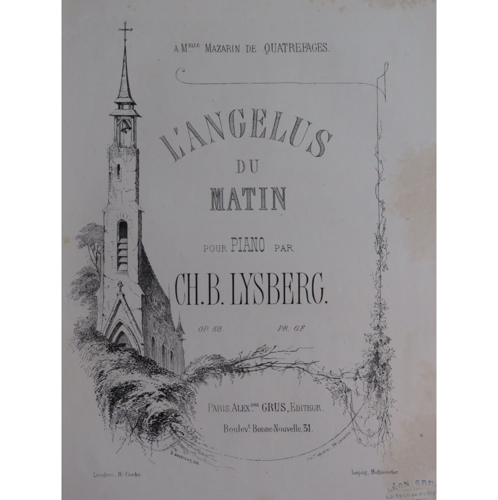 LYSBERG Ch. B. L'Angelus du Matin Piano ca1858