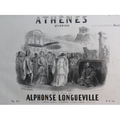 LONGUEVILLE Alphonse Athènes Piano ca1855