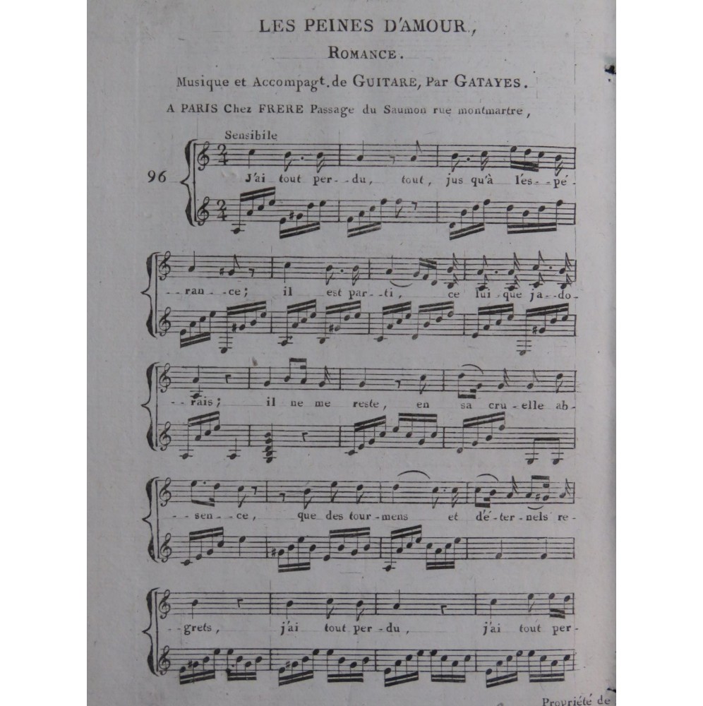 GATAYES Les Peines d'Amour Romance Chant Guitare ca1820