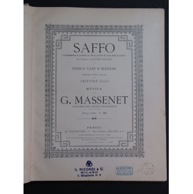 MASSENET Jules Saffo Sapho Opéra en italien Chant Piano 1898