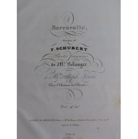 SCHUBERT Franz Barcarolle Chant Piano ca1835