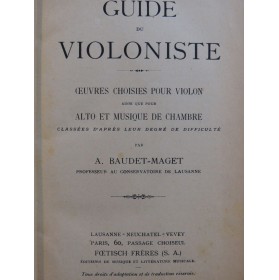 BAUDET-MAGET A. Guide du Violoniste Oeuvres Choisies pour Violon