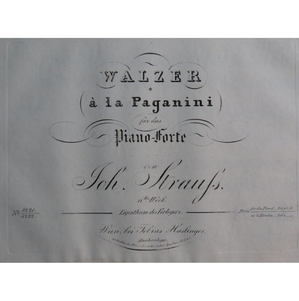 STRAUSS Johann Walzer à la Paganini op 11 Piano ca1830