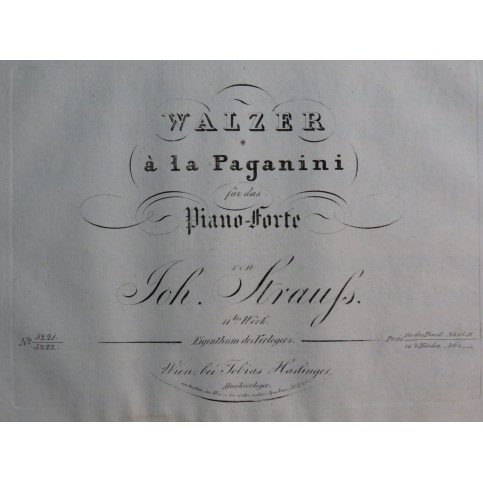 STRAUSS Johann Walzer à la Paganini op 11 Piano ca1830