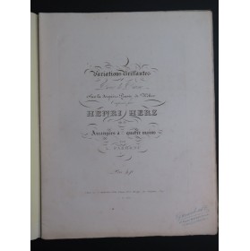 HERZ Henri Variations Dernière Pensée Weber Piano 4 mains ca1845