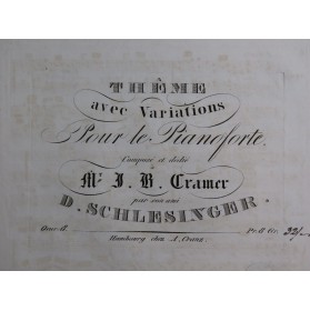 SCHLESINGER Daniel Thême avec Variations op 8 Piano ca1830