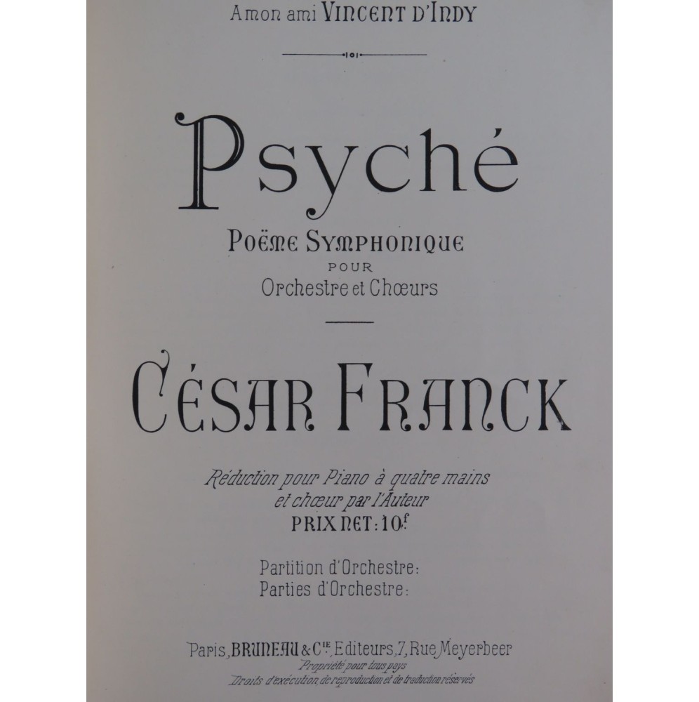 FRANCK César Psyché Chant Piano 4 mains ca1905